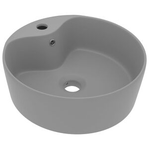 vidaXL Luxusn&iacute; umyvadlo přepad matn&eacute; světle &scaron;ed&eacute; 36 x 13 cm keramick&eacute;