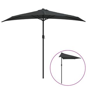 vidaXL Slunečn&iacute;k na balkon hlin&iacute;kov&aacute; tyč antracitov&yacute; 270x144cm půlkruh