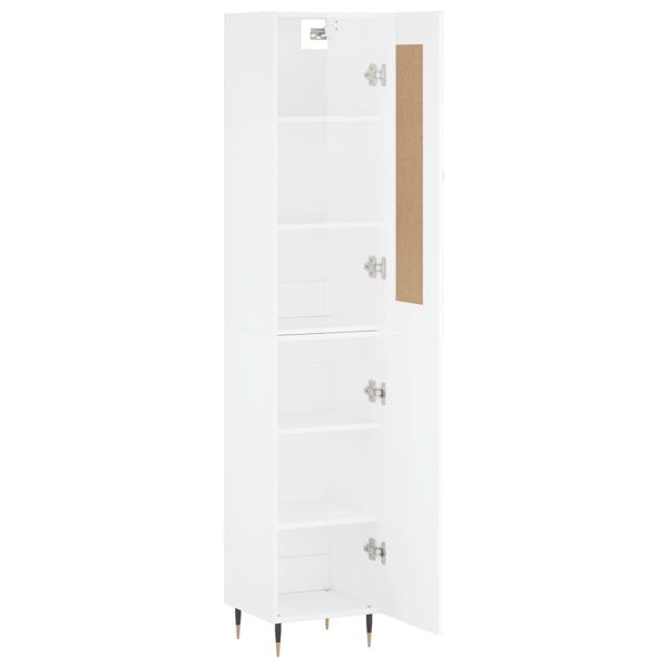 vidaXL Skř&iacute;ň highboard b&iacute;l&aacute; s vysok&yacute;m leskem 34,5x34x180 cm kompozit