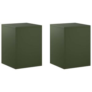 vidaXL Stojan na rostliny 2 pcs Olivově zelen&aacute; 30 x 30 x 40 cm Ocel