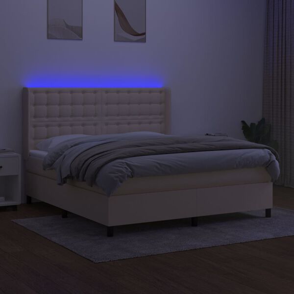 vidaXL Box spring postel s matrac&iacute; a LED kr&eacute;mov&aacute; 160x200 cm textil