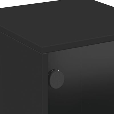 vidaXL Noční stolek se skleněnými dvířky černý 35 x 37 x 50 cm