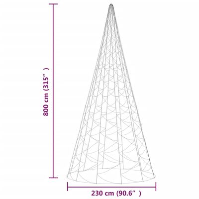 vidaXL Vánoční stromek na stožár 3 000 barevných LED diod 800 cm