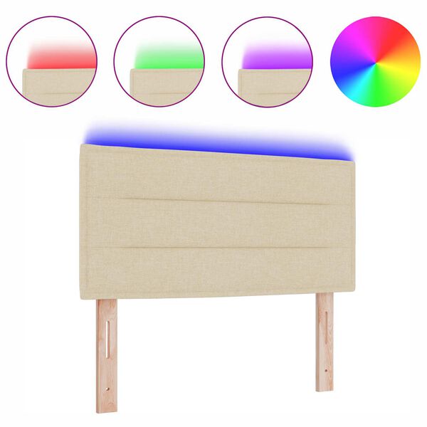 vidaXL LED hlavov&aacute; deska s LED p&aacute;sov&yacute;mi světly Kr&eacute;mov&aacute; 80 cm Polyester