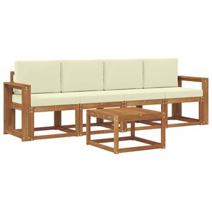 vidaXL Venkovn&iacute; pohovkov&aacute; souprava 5 pcs Přirozen&aacute; a Kr&eacute;mov&aacute;