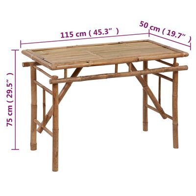 vidaXL Skládací zahradní stůl 115 x 50 x 75 cm bambus