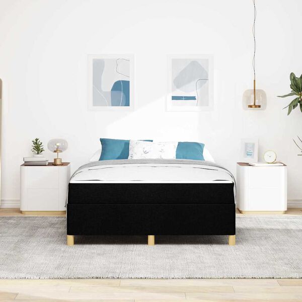 vidaXL R&aacute;m postele s matrac&iacute; Čern&aacute; 140 x 190 cm textil