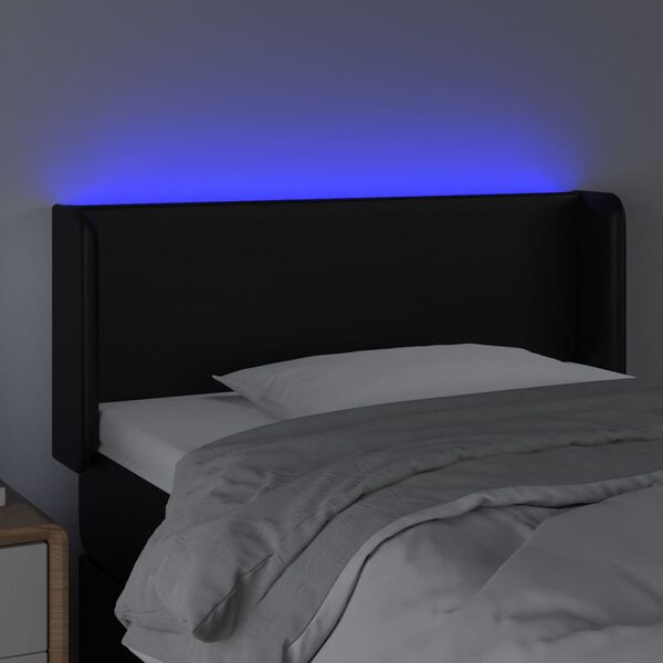 vidaXL Čelo postele s LED černé 103 x 16 x 78/88 cm umělá kůže