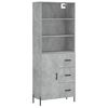 vidaXL Skř&iacute;ň highboard betonově &scaron;ed&aacute; 69,5x34x180 cm kompozitn&iacute; dřevo