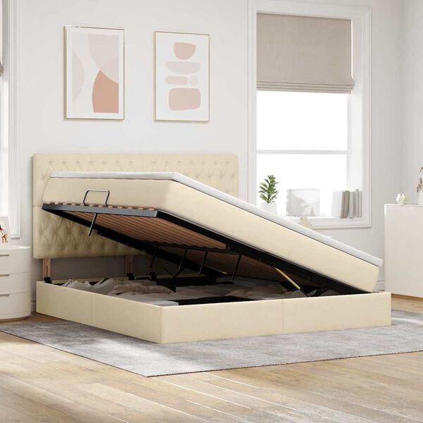 vidaXL Postel s &uacute;ložn&yacute;m prostorem a matrac&iacute; Kr&eacute;mov&aacute; 160 x 200 cm