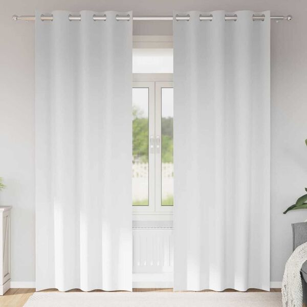 vidaXL Z&aacute;věsy na zatemněn&iacute; s kroužky 2 pcs &Uacute;plně b&iacute;l&aacute; 245 x 140 cm