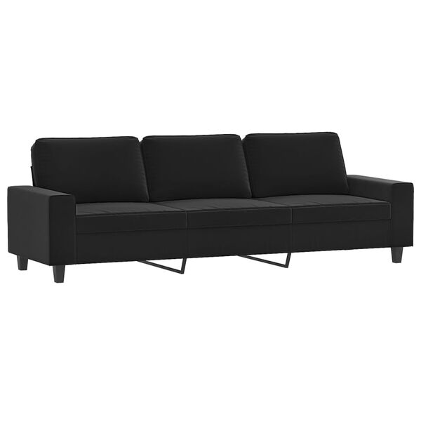 vidaXL 3m&iacute;stn&aacute; pohovka s podnožkou čern&aacute; 210 cm tkanina z mikrovl&aacute;kno