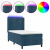 vidaXL Box spring postel s matrac&iacute; a LED tmavě modr&aacute; 90x190 cm samet