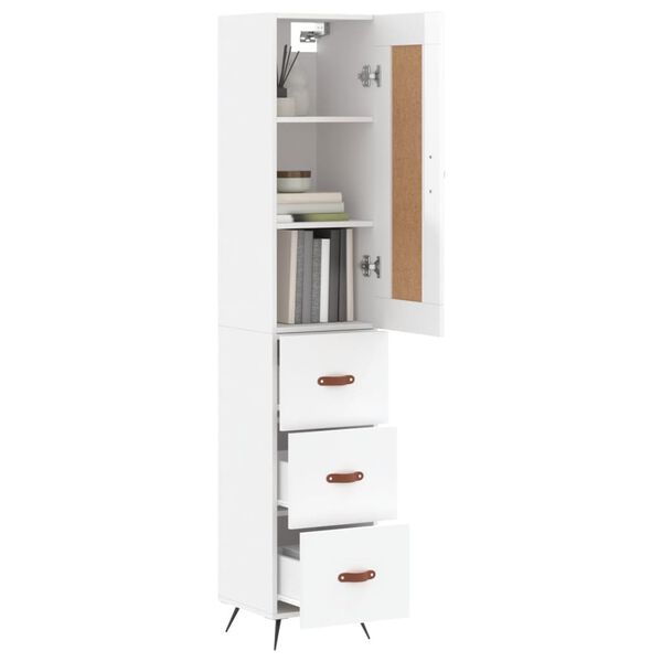 vidaXL Skř&iacute;ň highboard b&iacute;l&aacute; s vysok&yacute;m leskem 34,5x34x180 cm kompozit