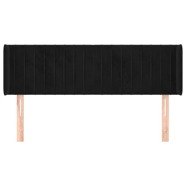 vidaXL Čelo postele typu u&scaron;&aacute;k čern&eacute; 147x16x78/88 cm samet