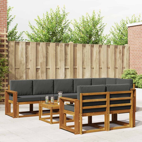 vidaXL Venkovn&iacute; pohovkov&aacute; souprava 9 pcs Přirozen&aacute; a Anthracitov&aacute;