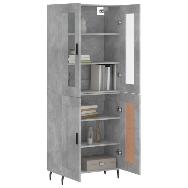 vidaXL Skř&iacute;ň highboard betonově &scaron;ed&aacute; 69,5x34x180 cm kompozitn&iacute; dřevo