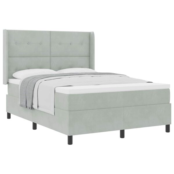 vidaXL Postel s boxspringem s matrac&iacute; Světle &scaron;ed&aacute; 140 x 190 cm samet