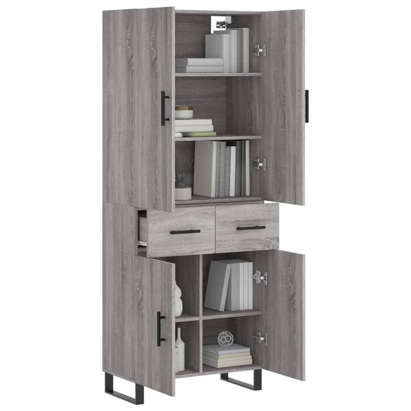 vidaXL Skř&iacute;ň highboard &scaron;ed&aacute; sonoma 69,5 x 34 x 180 cm kompozitn&iacute; dřevo
