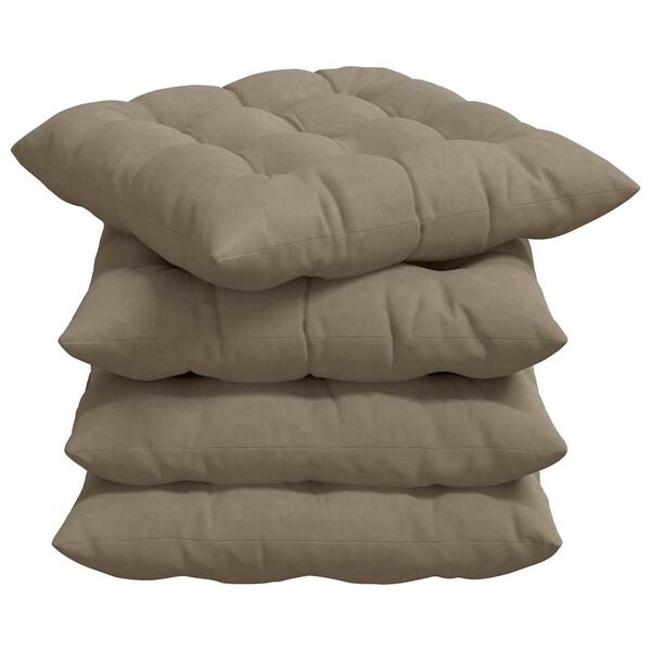 vidaXL Polštáře na sedadla 4 pcs Taupe 40 x 40 x 6 cm Mikrovlákno