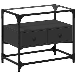 vidaXL TV skř&iacute;ňka se skleněnou deskou čern&aacute; 60 x 35 x 51 cm kompozit
