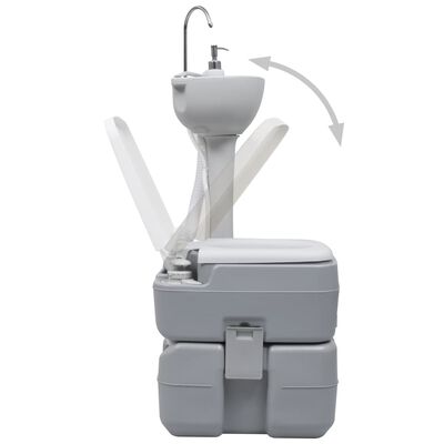vidaXL Sada přenosného kempingového WC a umyvadla na mytí rukou šedá