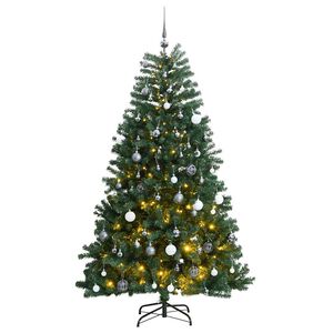vidaXL Uměl&yacute; skl&aacute;pěc&iacute; v&aacute;nočn&iacute; stromek s 300 LED a koulemi 210 cm