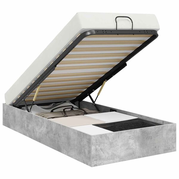 vidaXL Ottoman postel Betonově &Scaron;ed&aacute; 100 x 200 cm Dřevěn&yacute; materi&aacute;l