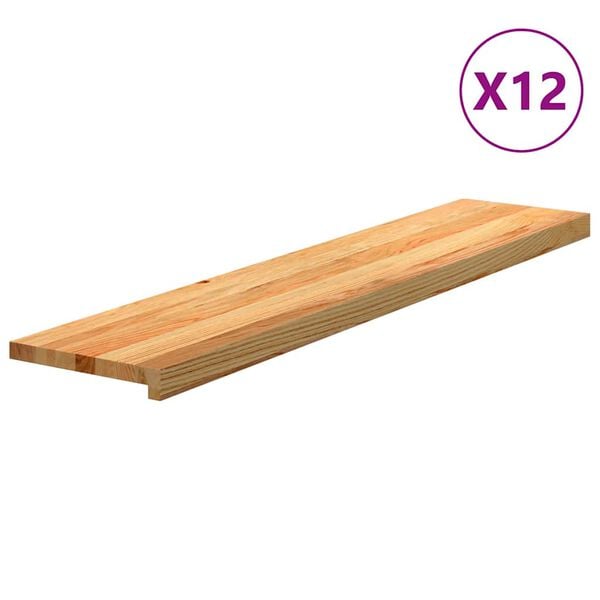 vidaXL N&aacute;&scaron;lapy na schody 12 ks světle hněd&eacute; 120x25x2 cm masivn&iacute; dub