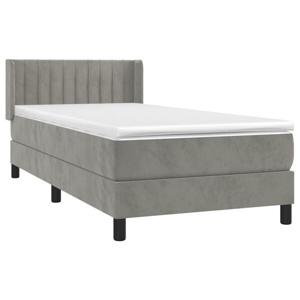 vidaXL Box spring postel s matrac&iacute; světle &scaron;ed&aacute; 90x200 cm samet