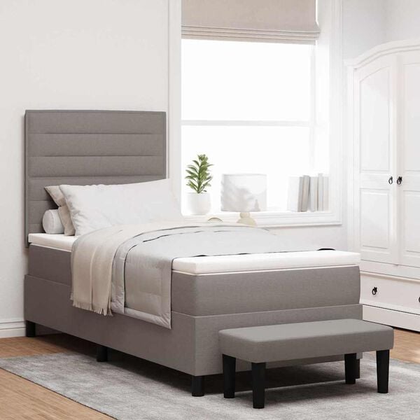vidaXL Postel s boxspringem s čelo Taupe 90 x 200 cm textil