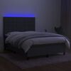 vidaXL Box spring postel s matrací a LED tmavě šedá 140x190 cm textil