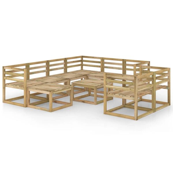 vidaXL 10d&iacute;ln&aacute; zahradn&iacute; sedac&iacute; souprava zeleně impregnovan&aacute; borovice