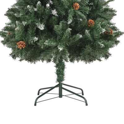 vidaXL Umělý vánoční stromek se šiškami a bílými třpytkami 180 cm