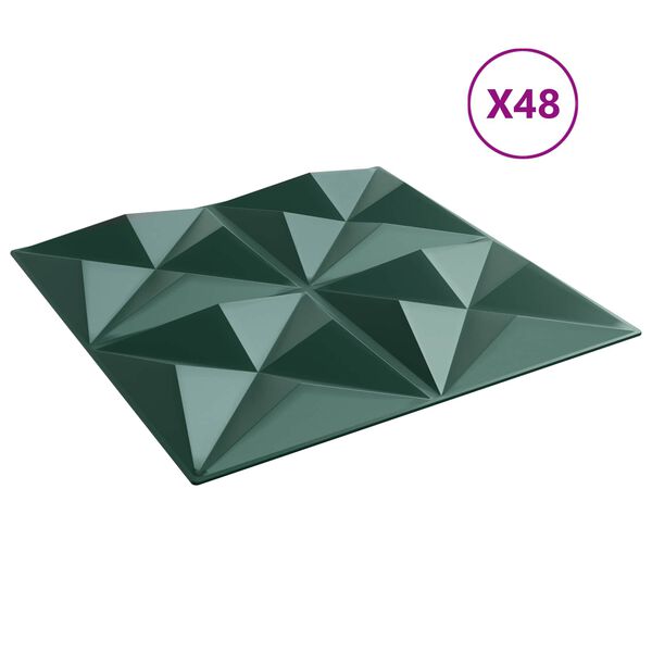 vidaXL N&aacute;stěnn&eacute; panely 48 pcs Origami zelen&aacute; 50 x 50 cm XPS pěna