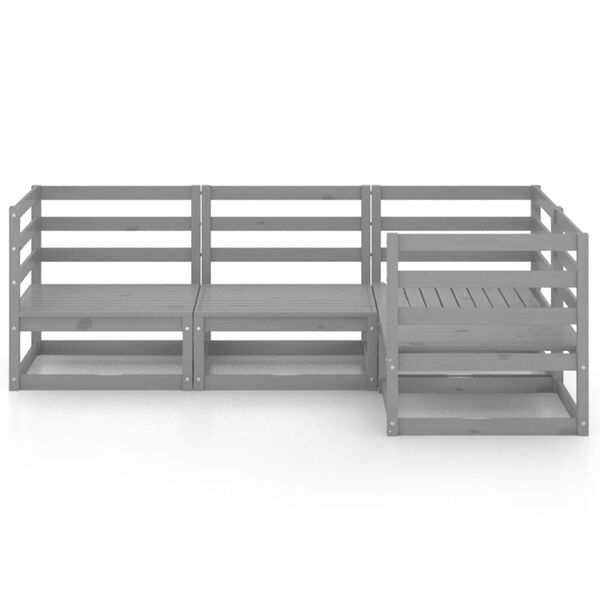 vidaXL 4dílná zahradní sedací souprava šedá masivní borovice