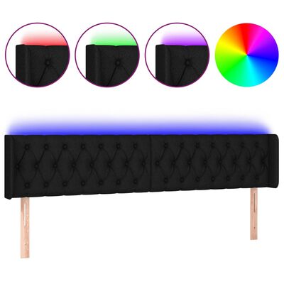 vidaXL Čelo postele s LED černé 183 x 16 x 78/88 cm textil