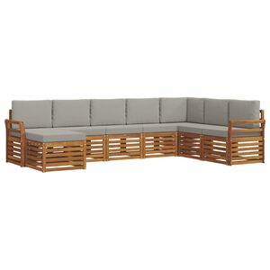 vidaXL Rohov&aacute; sofa sada s pol&scaron;t&aacute;řem 8 pcs Př&iacute;rodn&iacute; a světle &scaron;ed&aacute;