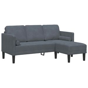 vidaXL Set pohovek s pol&scaron;t&aacute;řem Tmavě &scaron;ed&aacute; Polyester