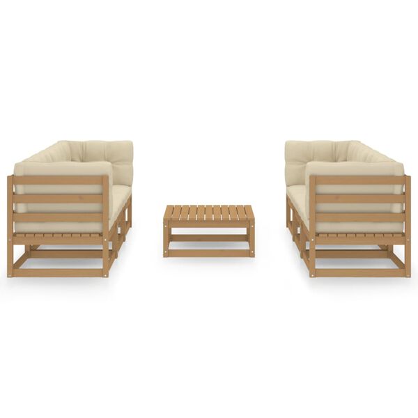 vidaXL 7dílná zahradní sedací souprava s poduškami masivní borovice