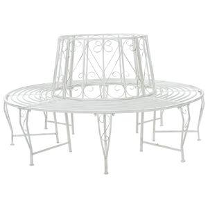 vidaXL Stromov&aacute; lavička 8-Počet m&iacute;st &Oslash; 160 x 89 cm Ocel Antick&aacute; b&iacute;l&aacute;