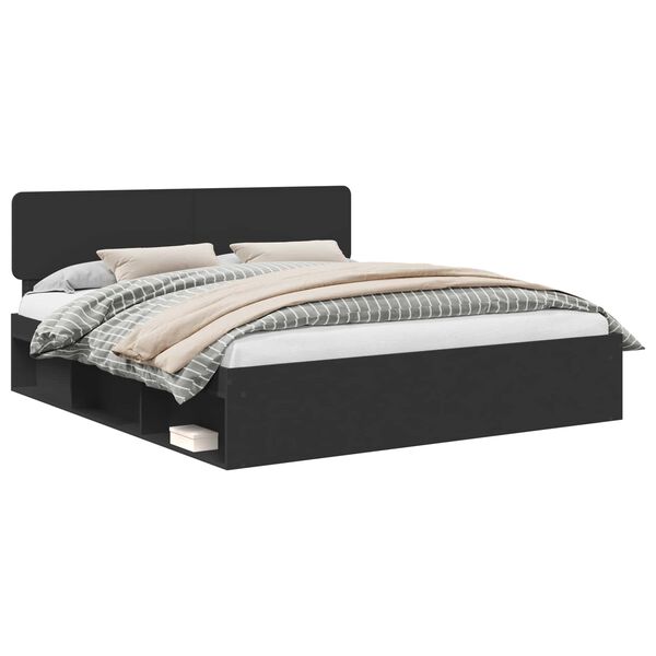 vidaXL R&aacute;m postele s čelo Čern&aacute; 200 x 200 cm Masivn&iacute; borov&eacute; dřevo