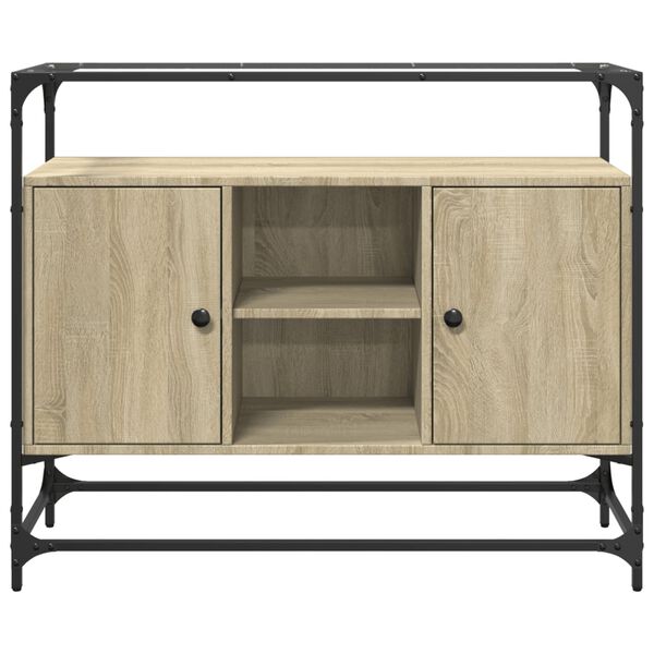 vidaXL Př&iacute;born&iacute;k se skleněnou deskou dub sonoma 98x35x81 cm kompozit