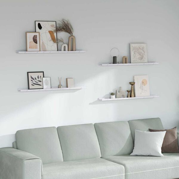 vidaXL N&aacute;stěnn&aacute; polička s polic&iacute; 4 pcs B&iacute;l&yacute; mramor 100 x 9 x 3 cm