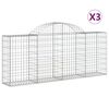 vidaXL Klenut&eacute; gabionov&eacute; ko&scaron;e 3 ks 200x30x80/100 cm pozinkovan&eacute; železo