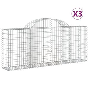 vidaXL Klenut&eacute; gabionov&eacute; ko&scaron;e 3 ks 200x30x80/100 cm pozinkovan&eacute; železo