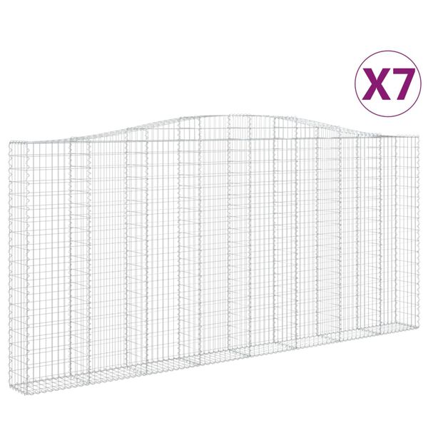 vidaXL Klenut&eacute; gabionov&eacute; ko&scaron;e 7 ks 400x30x180/200cm pozinkovan&eacute; železo