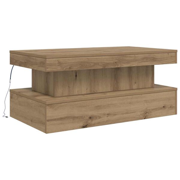 vidaXL Konferenčn&iacute; stolek s LED osvětlen&iacute;m dub artisan 90 x 50 x 40 cm