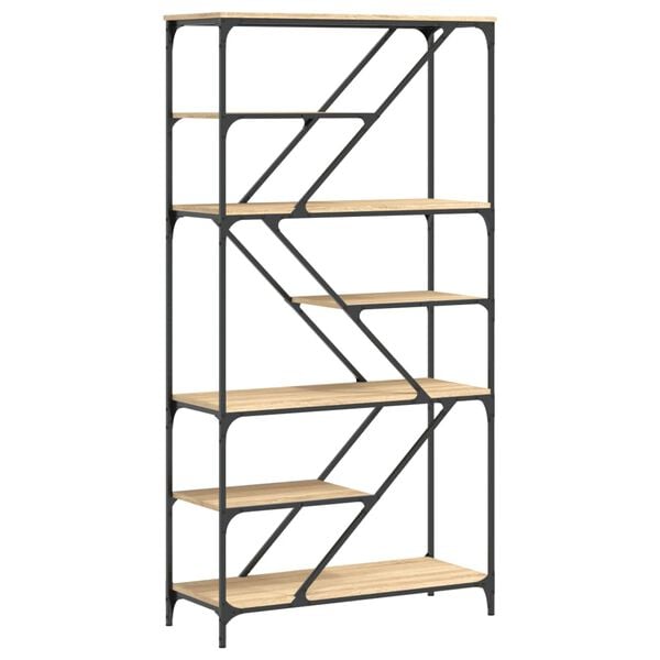 vidaXL Knihovna dub sonoma 91 x 36 x 176 cm kompozitn&iacute; dřevo a ocel