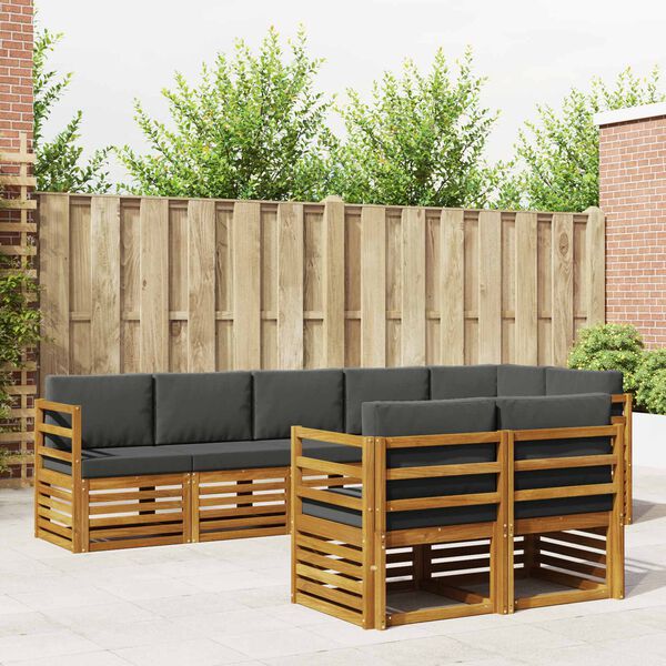 vidaXL Sedac&iacute; soupravy s pol&scaron;t&aacute;řem 8 pcs Přirozen&aacute; a Anthracitov&aacute;